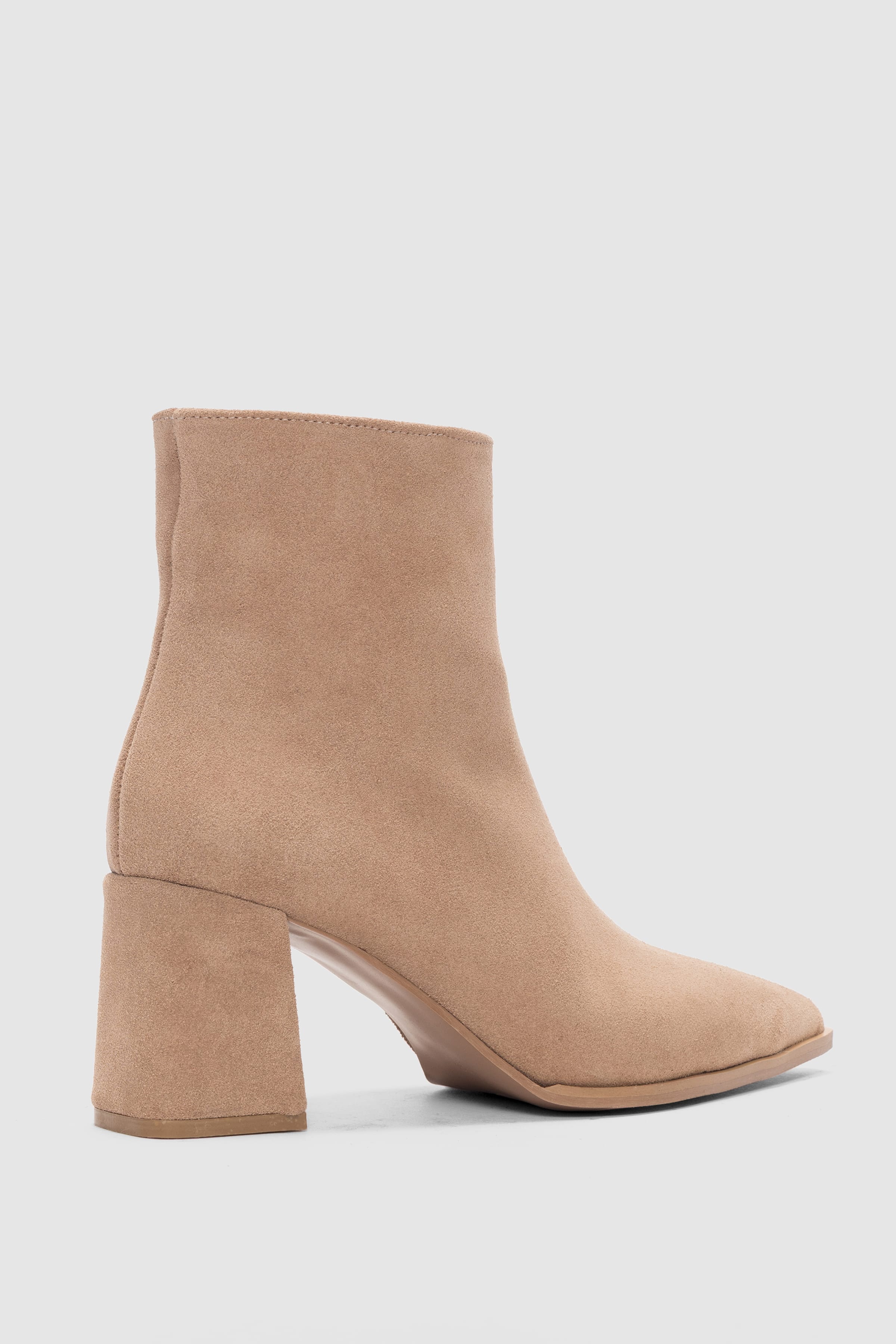 Elour Hakiki Deri Yandan Fermuarlı Sivri Burun Kadın Bot- BEJ SÜET
