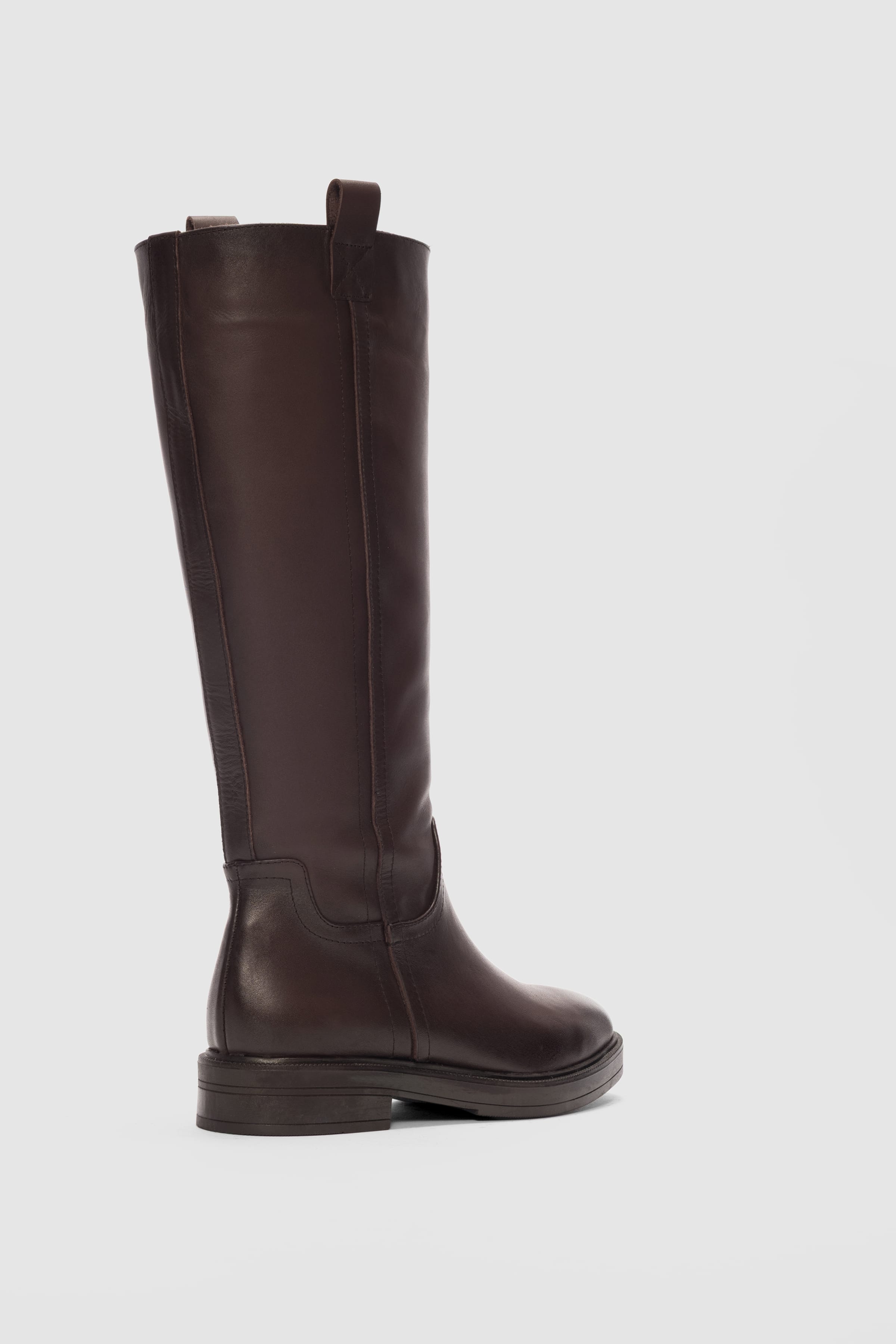 Nordea Hakiki Deri Oval Burun Kadın Çizme- KAHVERENGİ