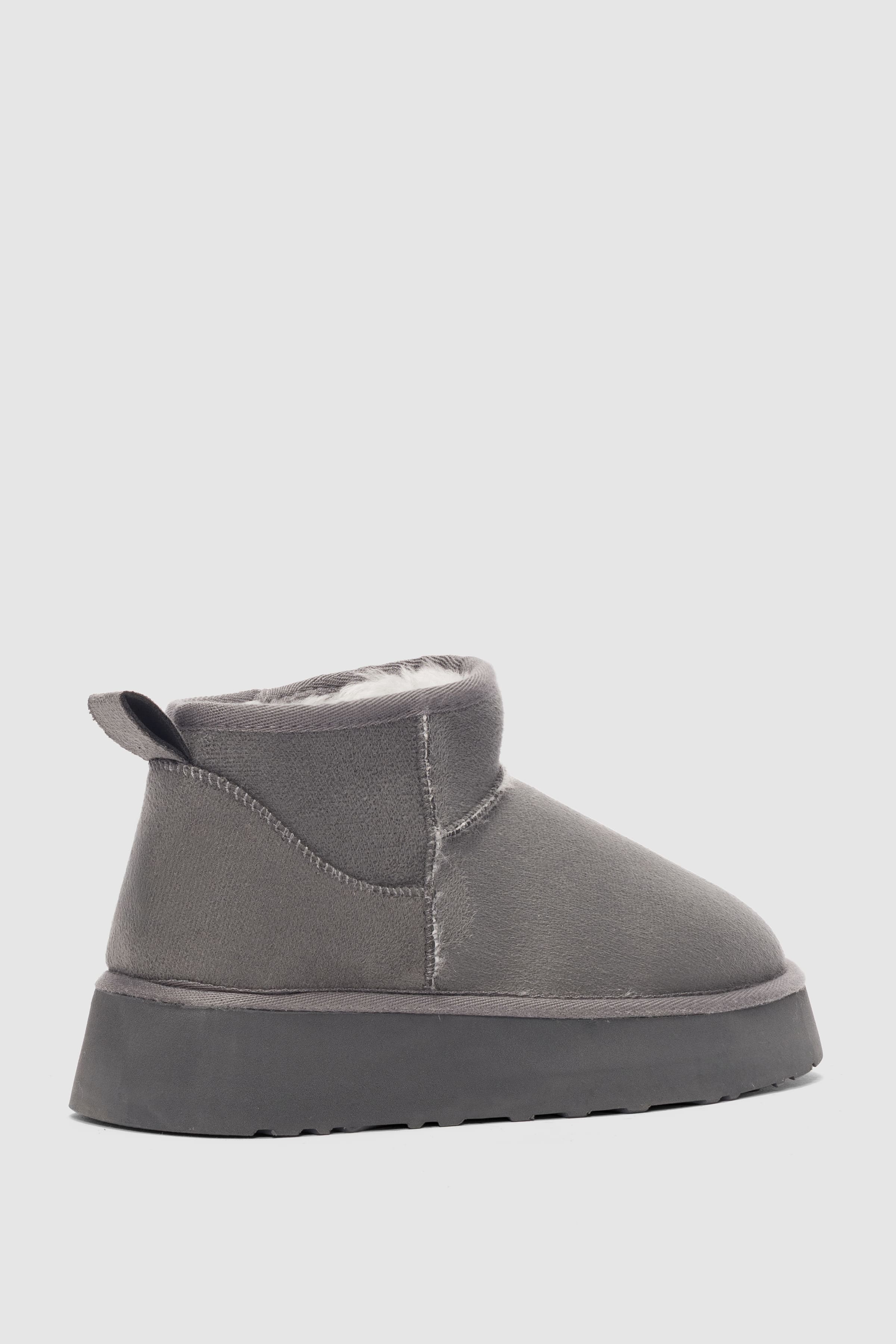 Luniva İçi Kürklü Kalın Taban Kadın Bot- GRİ SÜET