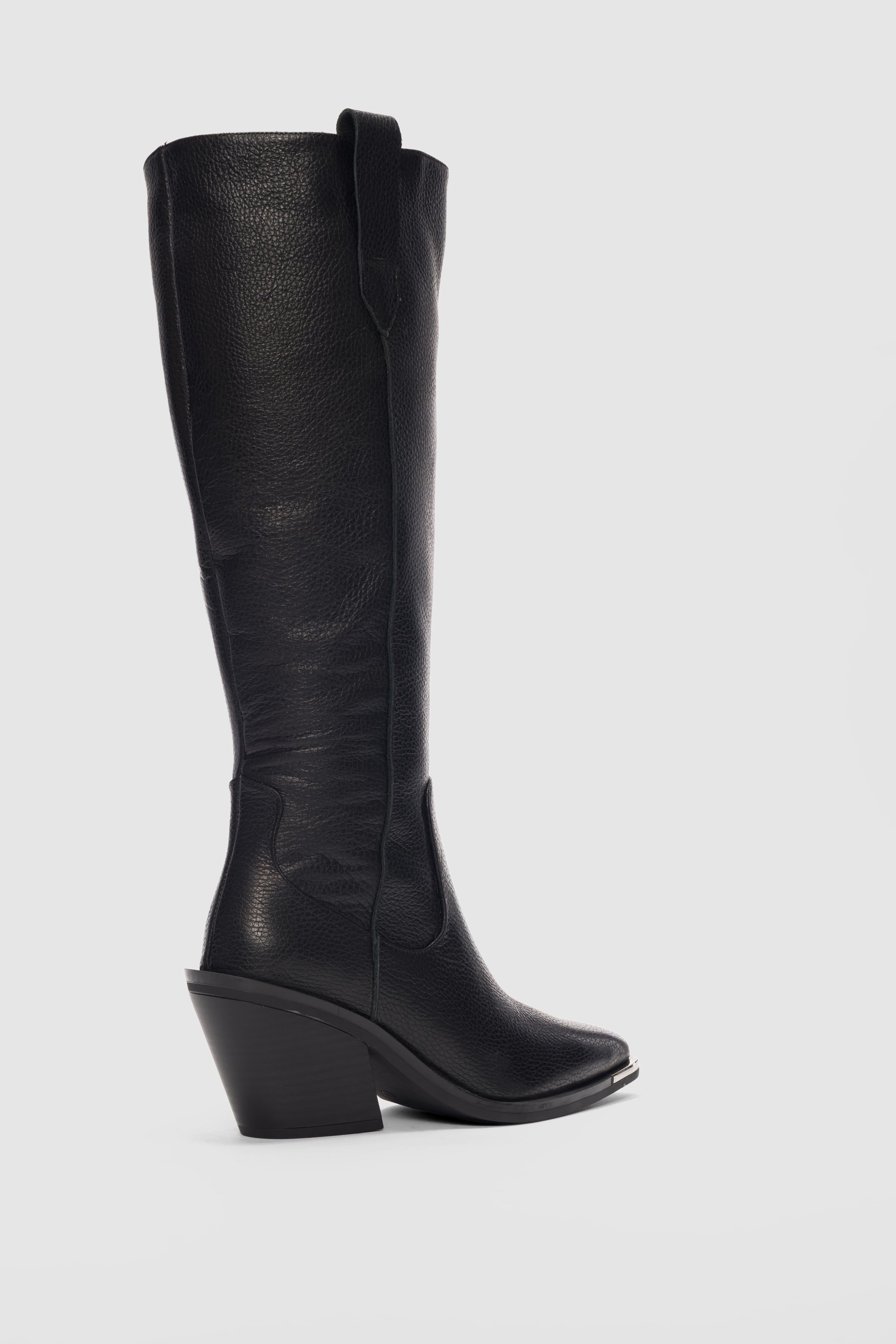 Avyssa Hakiki Deri Kısa Fermuarlı Sivri Burun Kadın Çizme- SİYAH