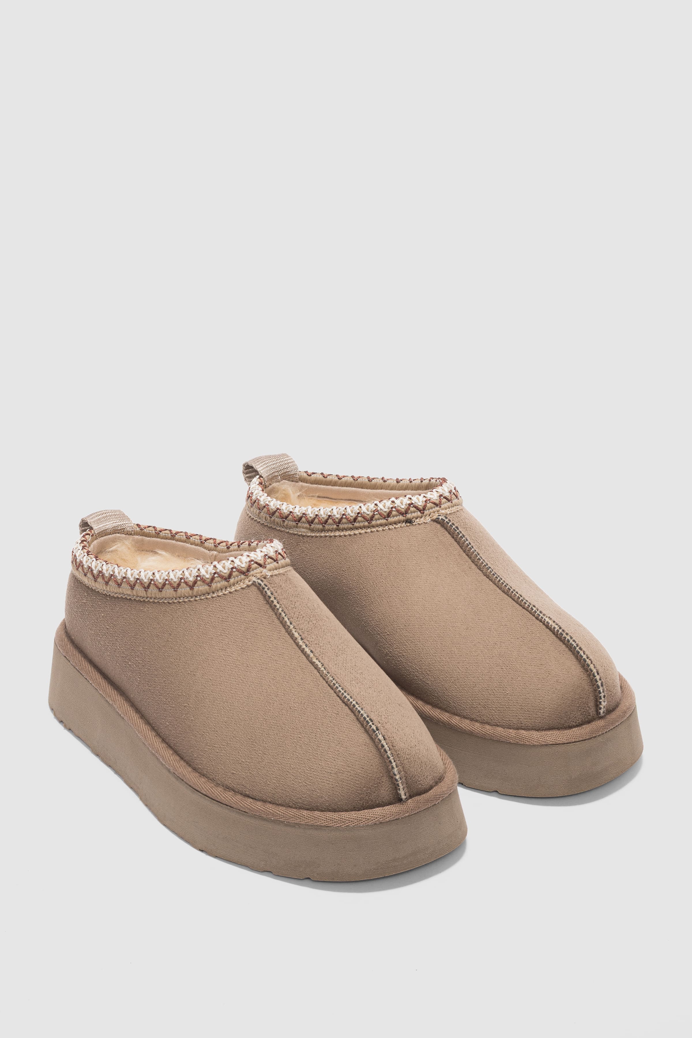 Velina İçi Kürklü Düz Taban Kadın Terlik- VİZON SÜET