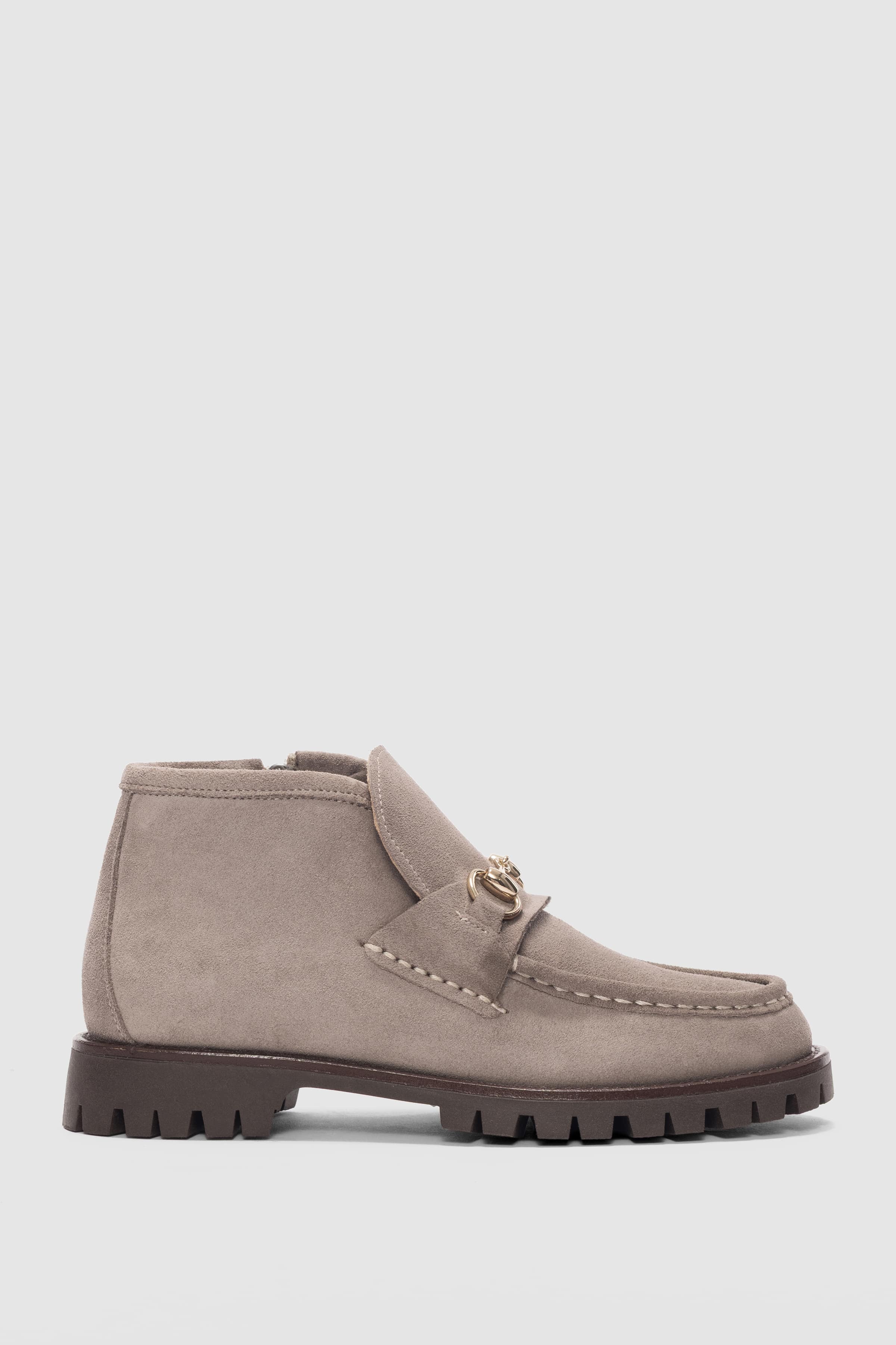 Mivran Hakiki Deri Gold Toka Aksesuar Detaylı Yandan Fermuarlı Kadın Bot- VİZON SÜET