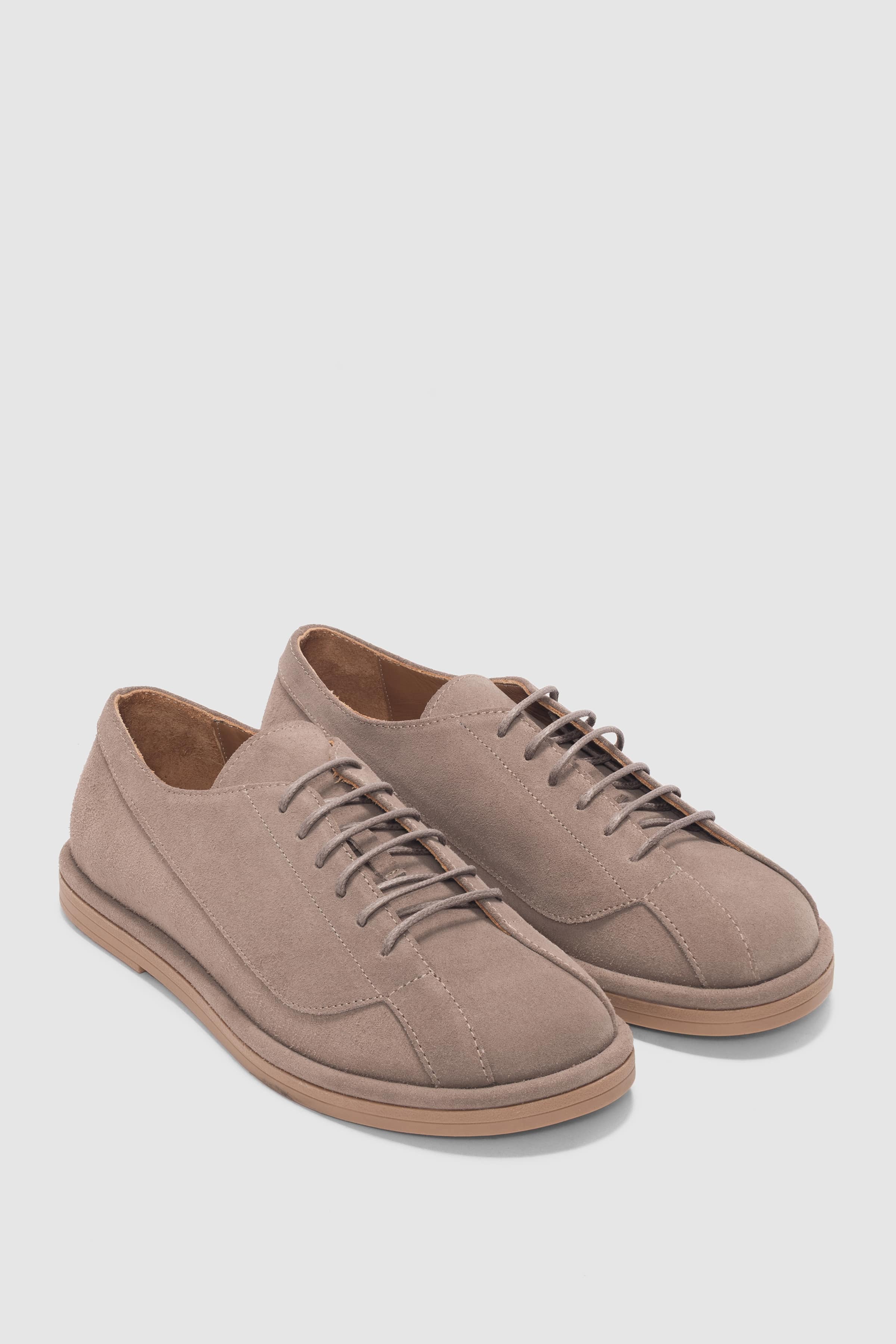 Nelline Hakiki Deri Bağcıklı Kadın Ayakkabı- VİZON SÜET