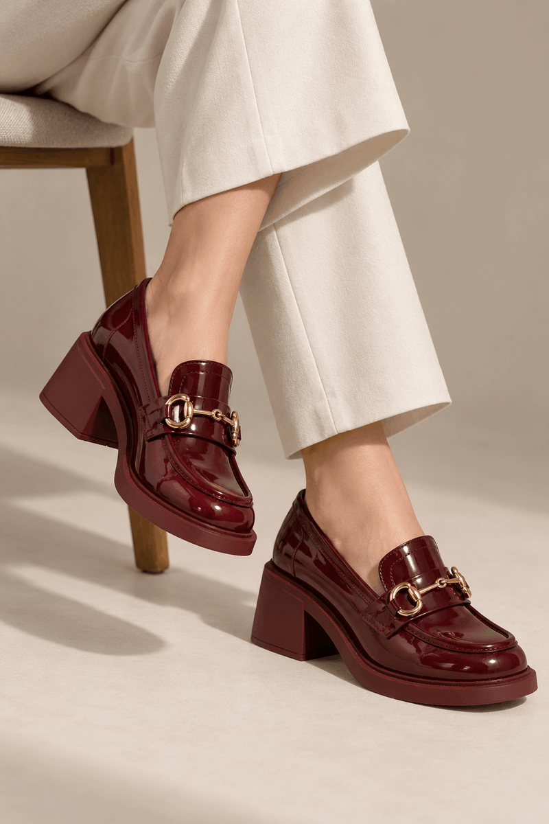 Hily Gold Aksesuar Detay Kadın Loafer- BORDO RUGAN
