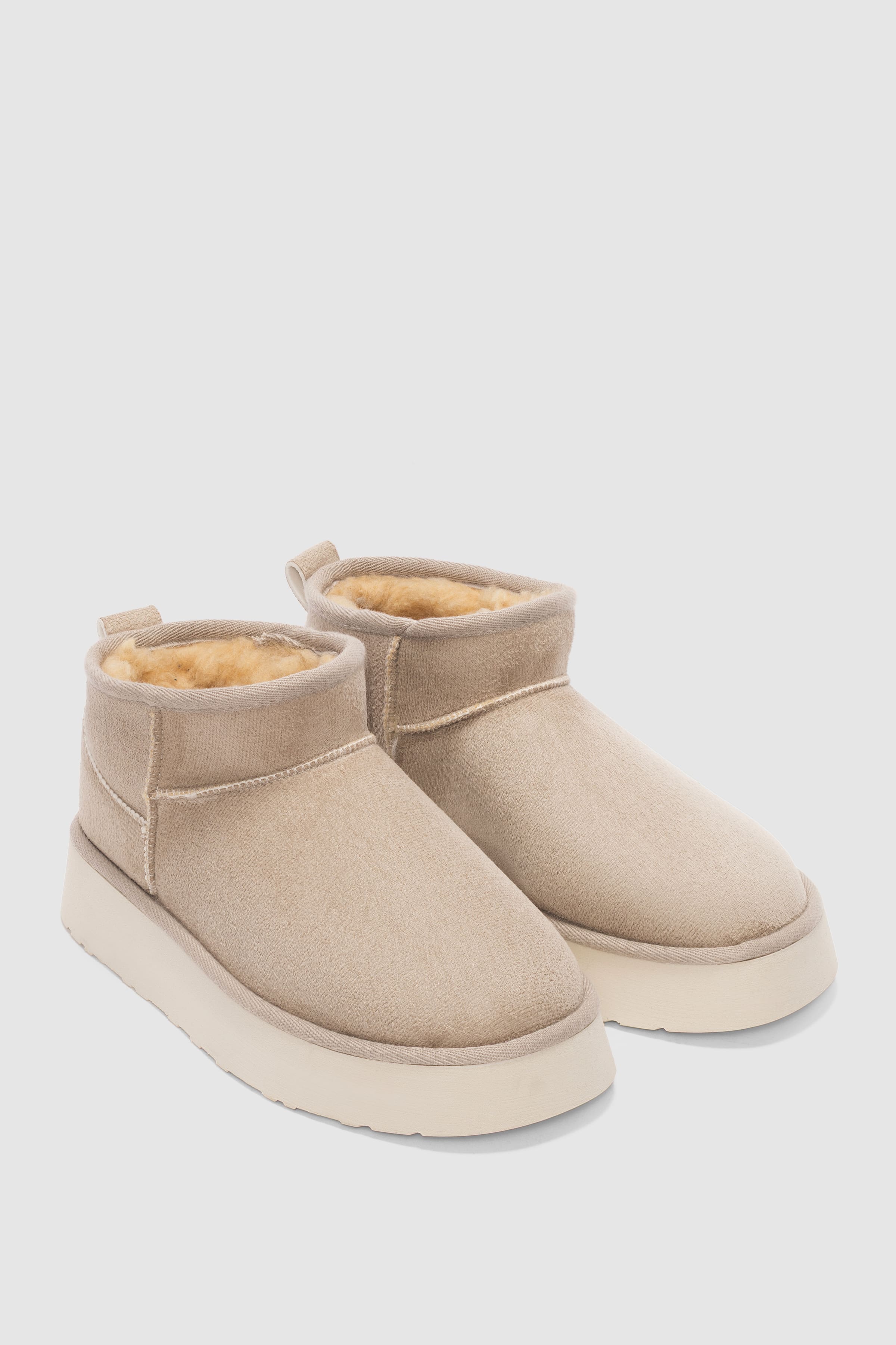 Luniva İçi Kürklü Kalın Taban Kadın Bot- BEJ SÜET