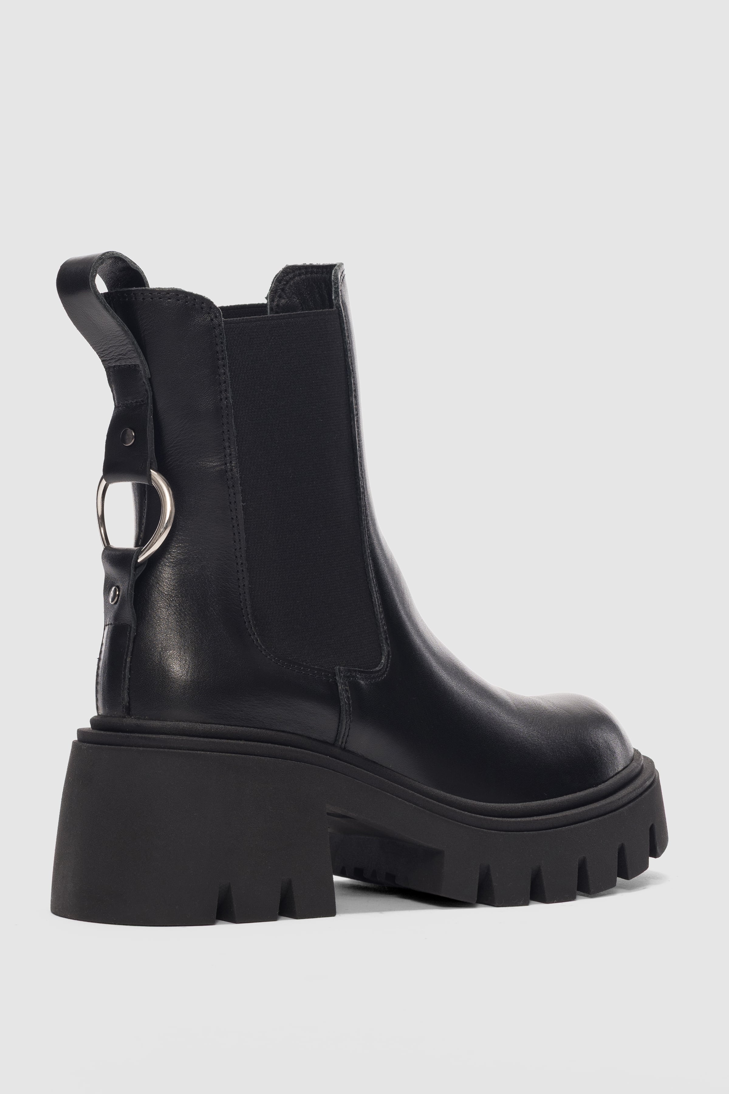 Calisse Hakiki Deri Yandan Lastikli Kadın Bot- SİYAH