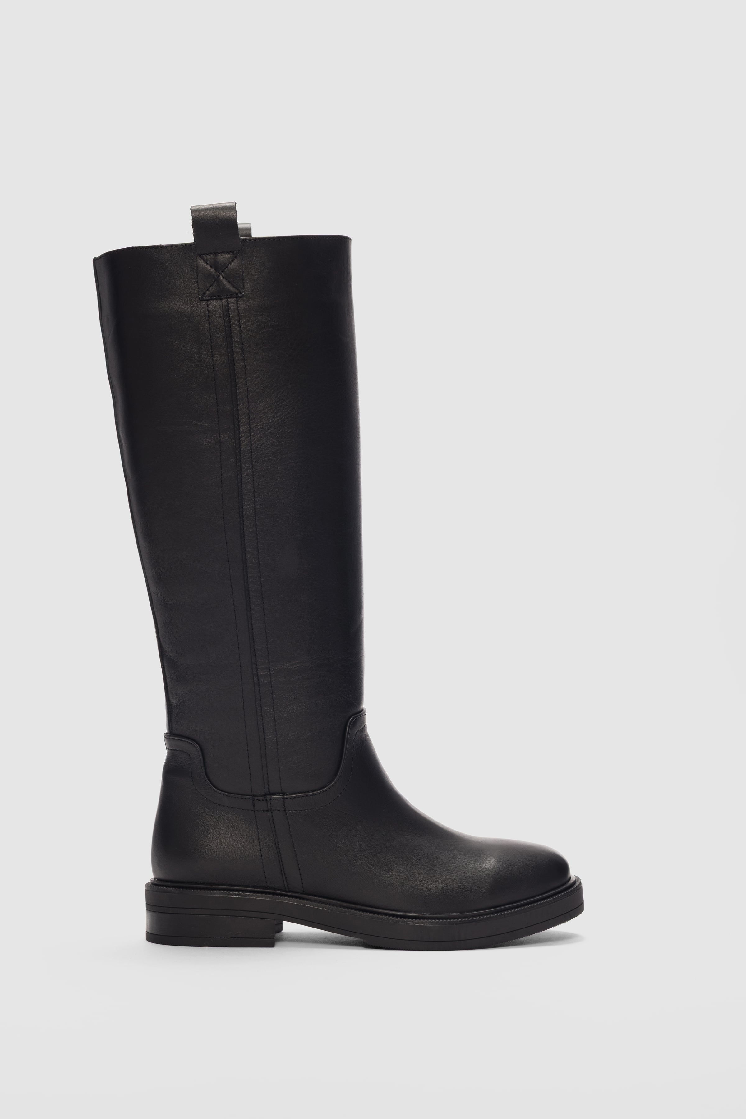 Nordea Hakiki Deri Oval Burun Kadın Çizme- SİYAH