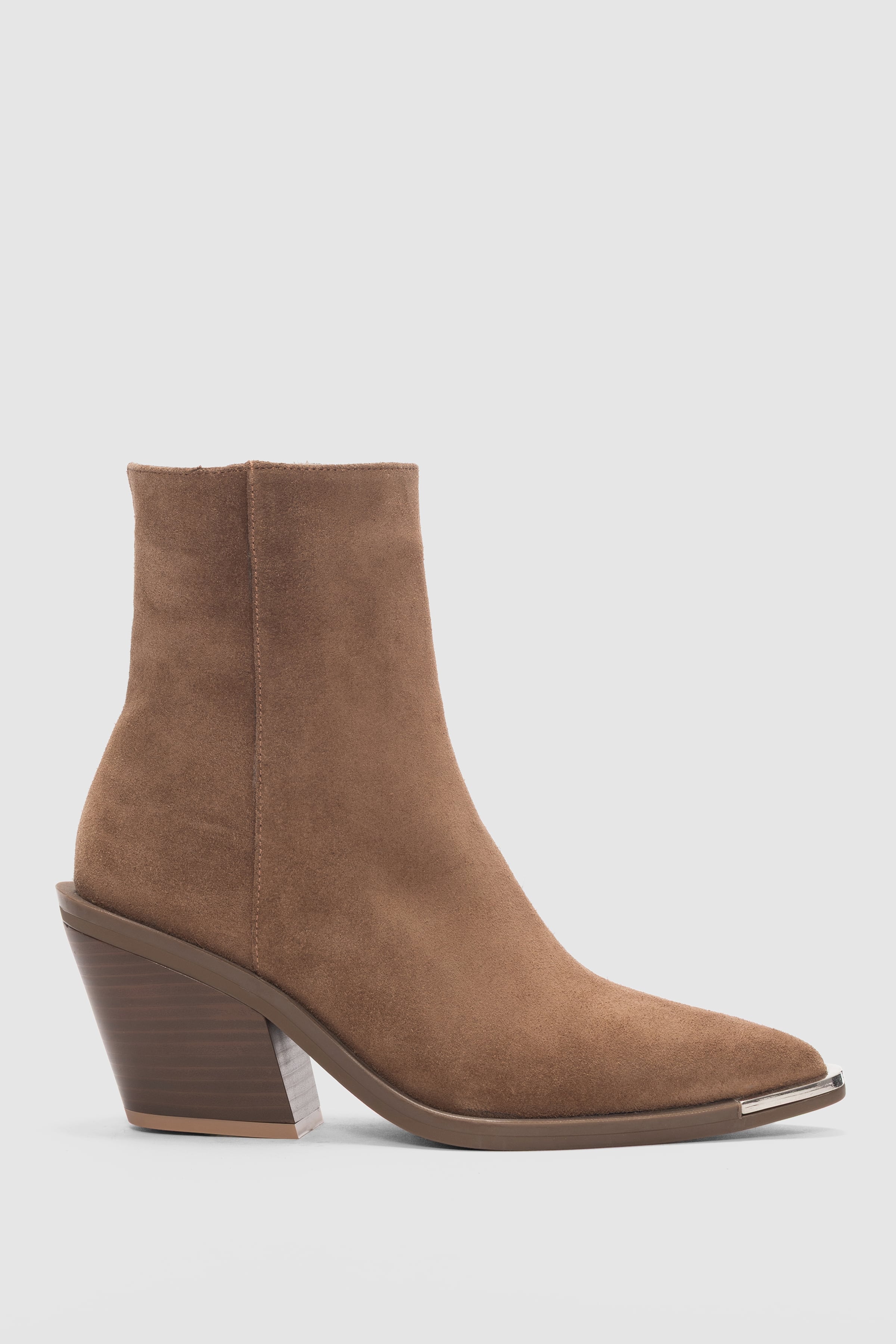 Velisse Hakiki Deri Yandan Fermuarlı Sivri Burun Kadın Bot- TABA SÜET