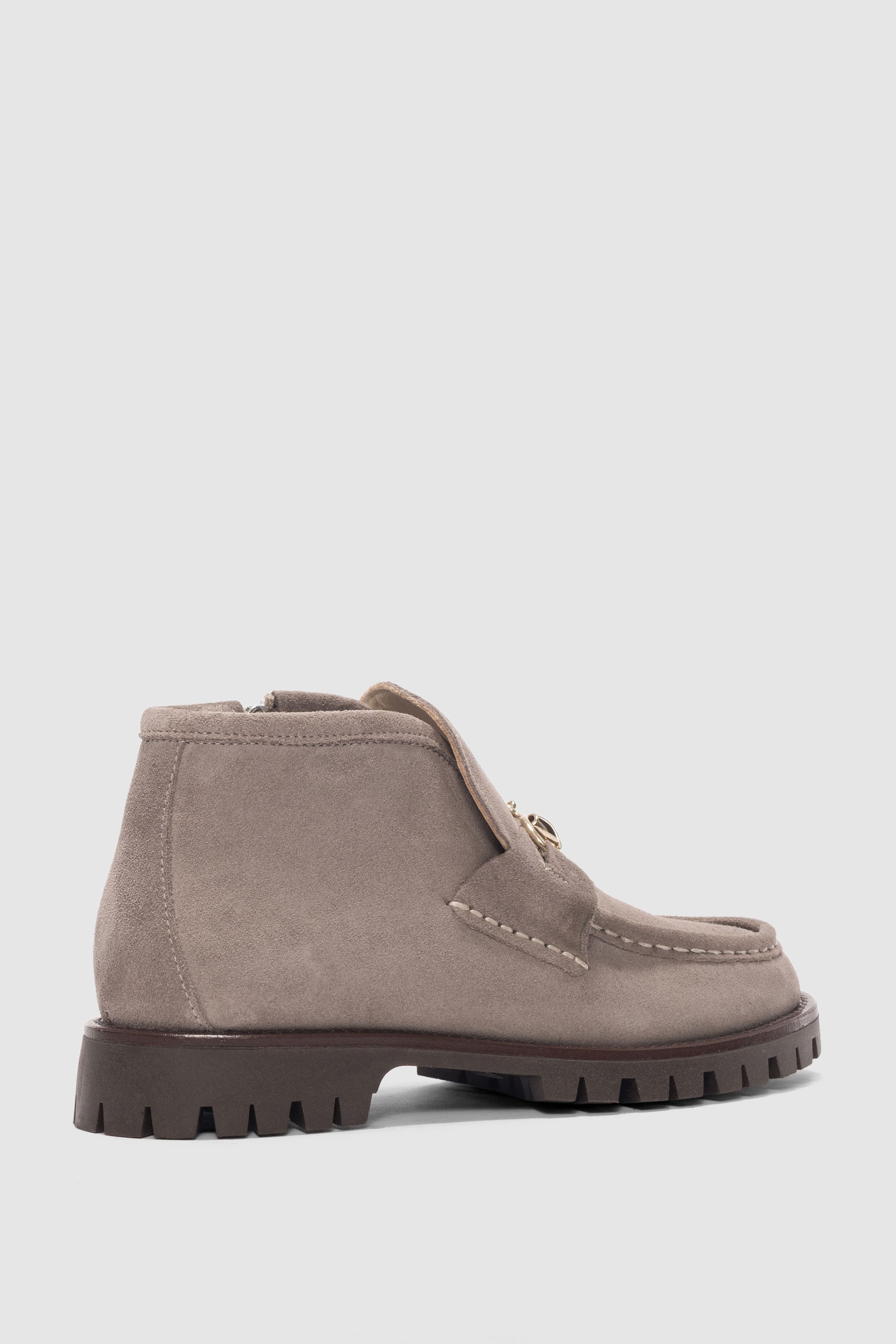 Mivran Hakiki Deri Gold Toka Aksesuar Detaylı Yandan Fermuarlı Kadın Bot- VİZON SÜET