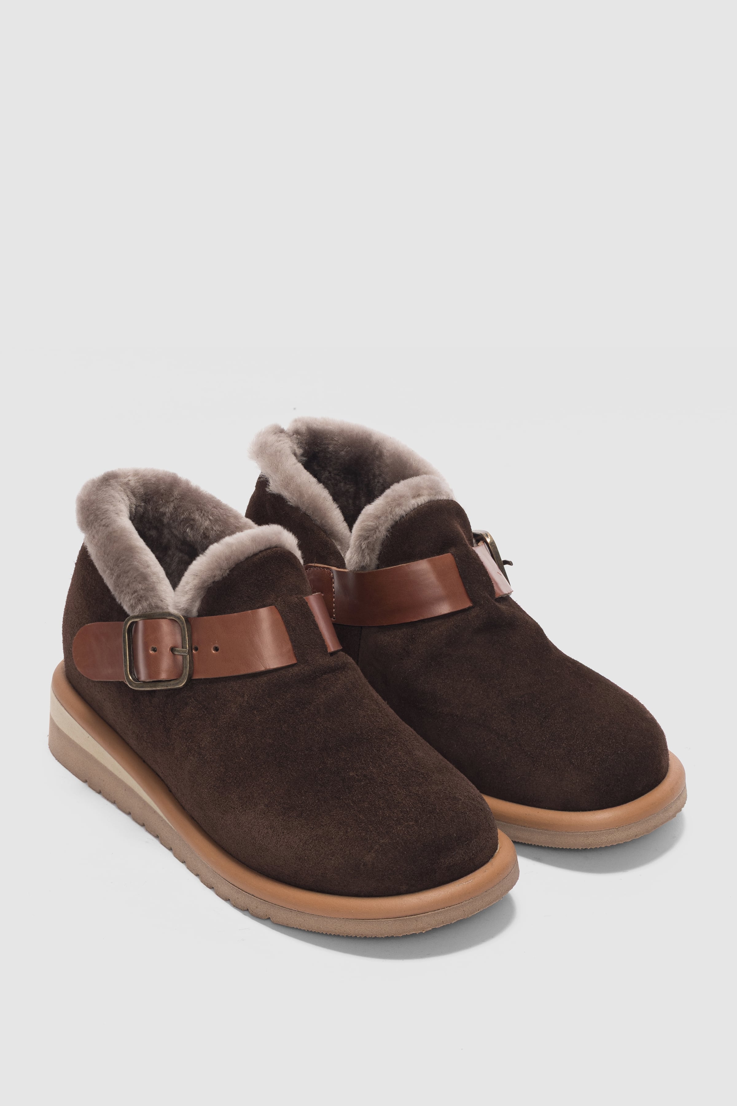 Carnit Hakiki Deri Kemer Aksesuar Detaylı Kadın Bot-ACI KAHVE