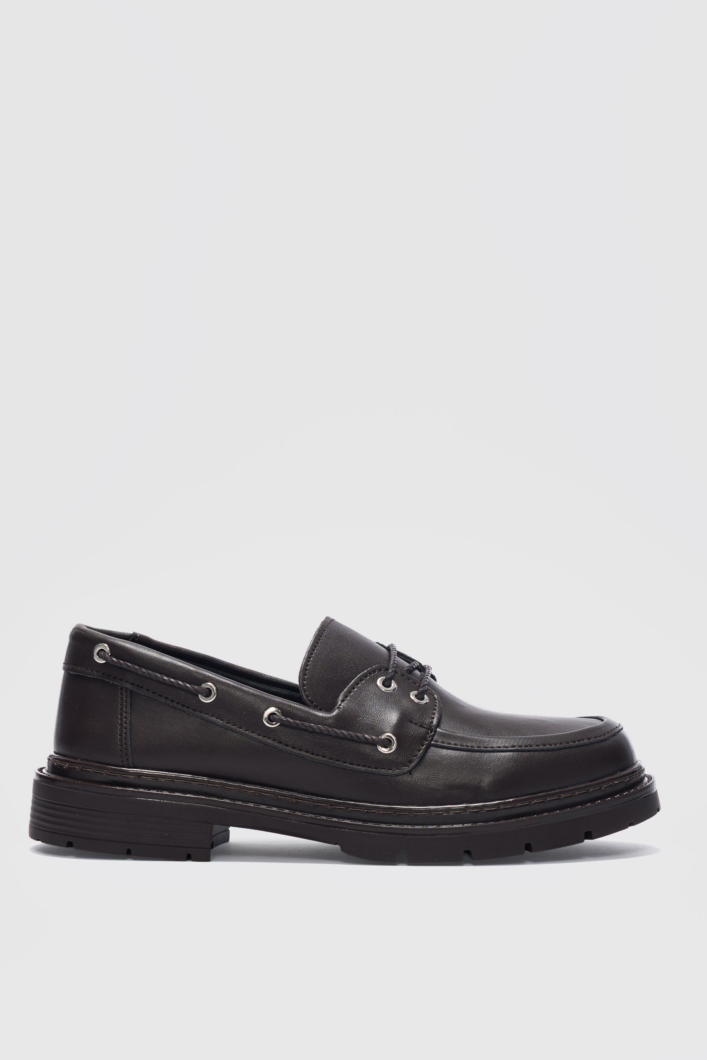 Avalin Alçak Topuklu Bağcık Detaylı Kadın Loafer- Acı Kahve