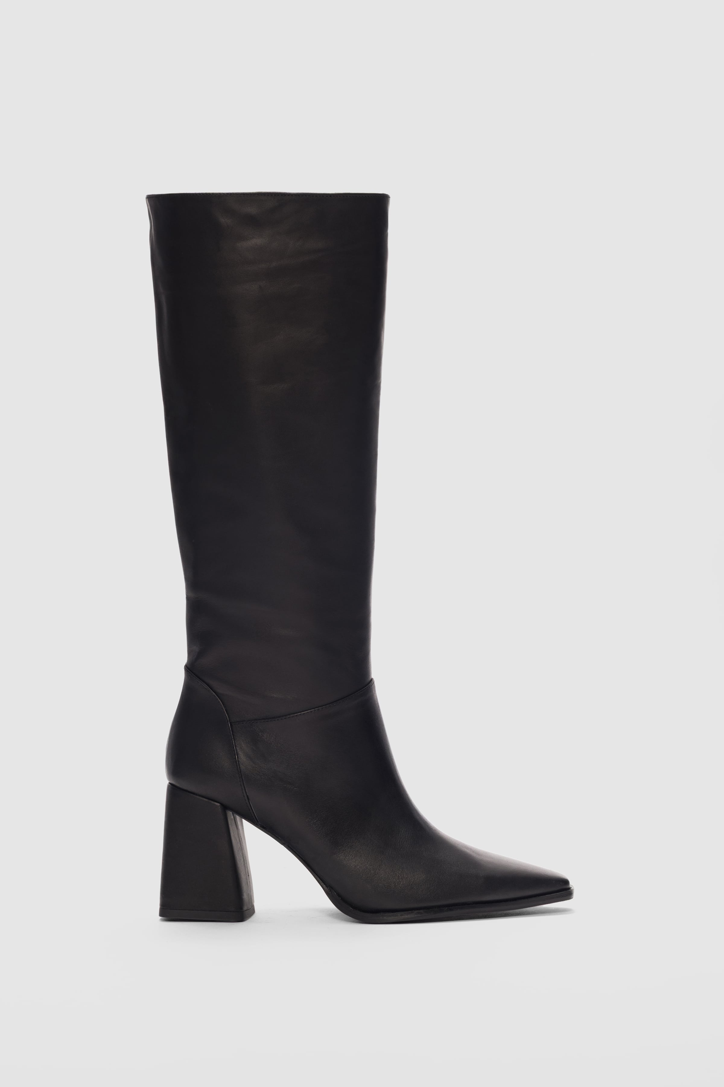 Elvra Hakiki Deri Kısa Fermuarlı Kadın Çizme- SİYAH