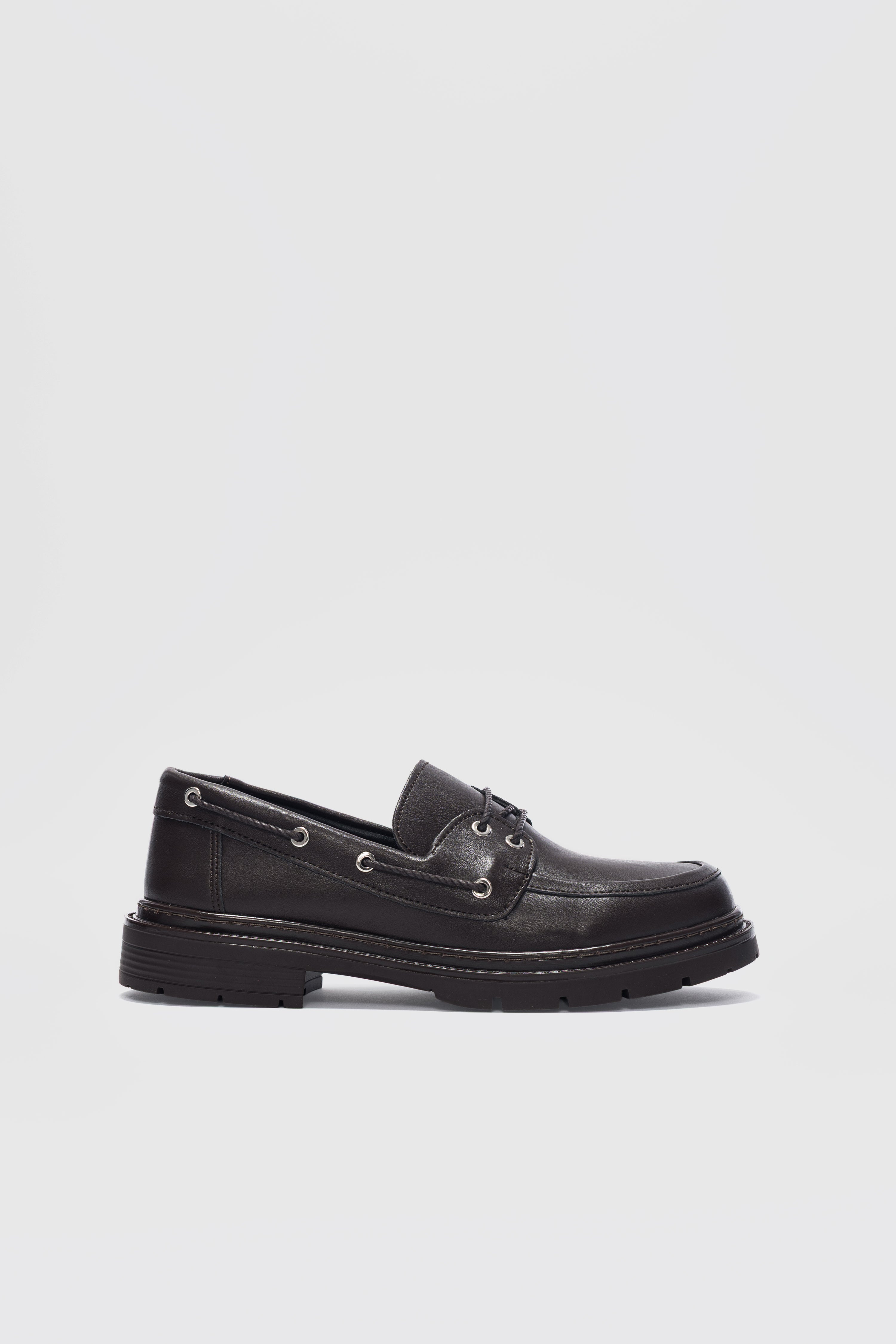 Avalin Alçak Topuklu Bağcık Detaylı Kadın Loafer- Acı Kahve