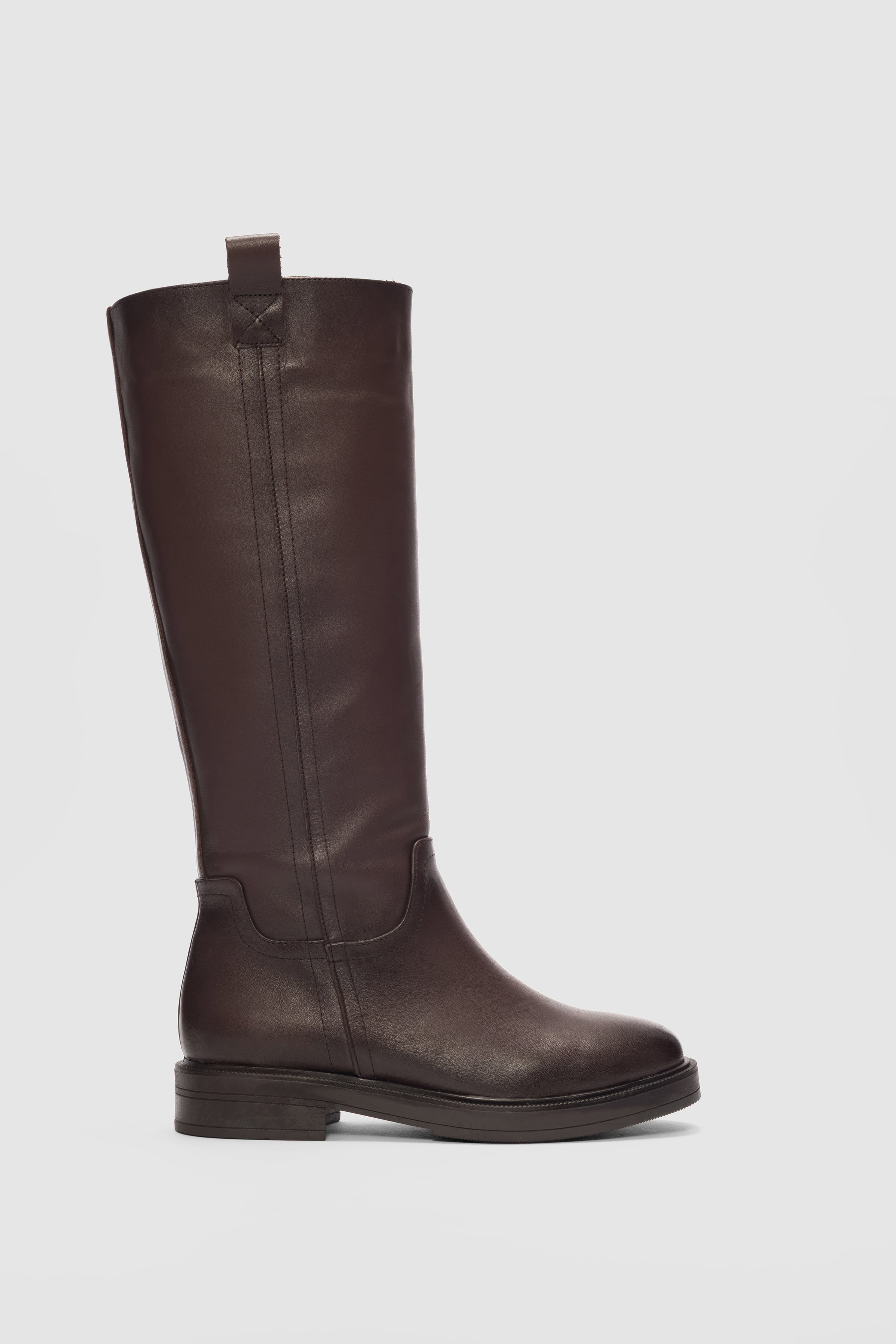 Nordea Hakiki Deri Oval Burun Kadın Çizme- KAHVERENGİ